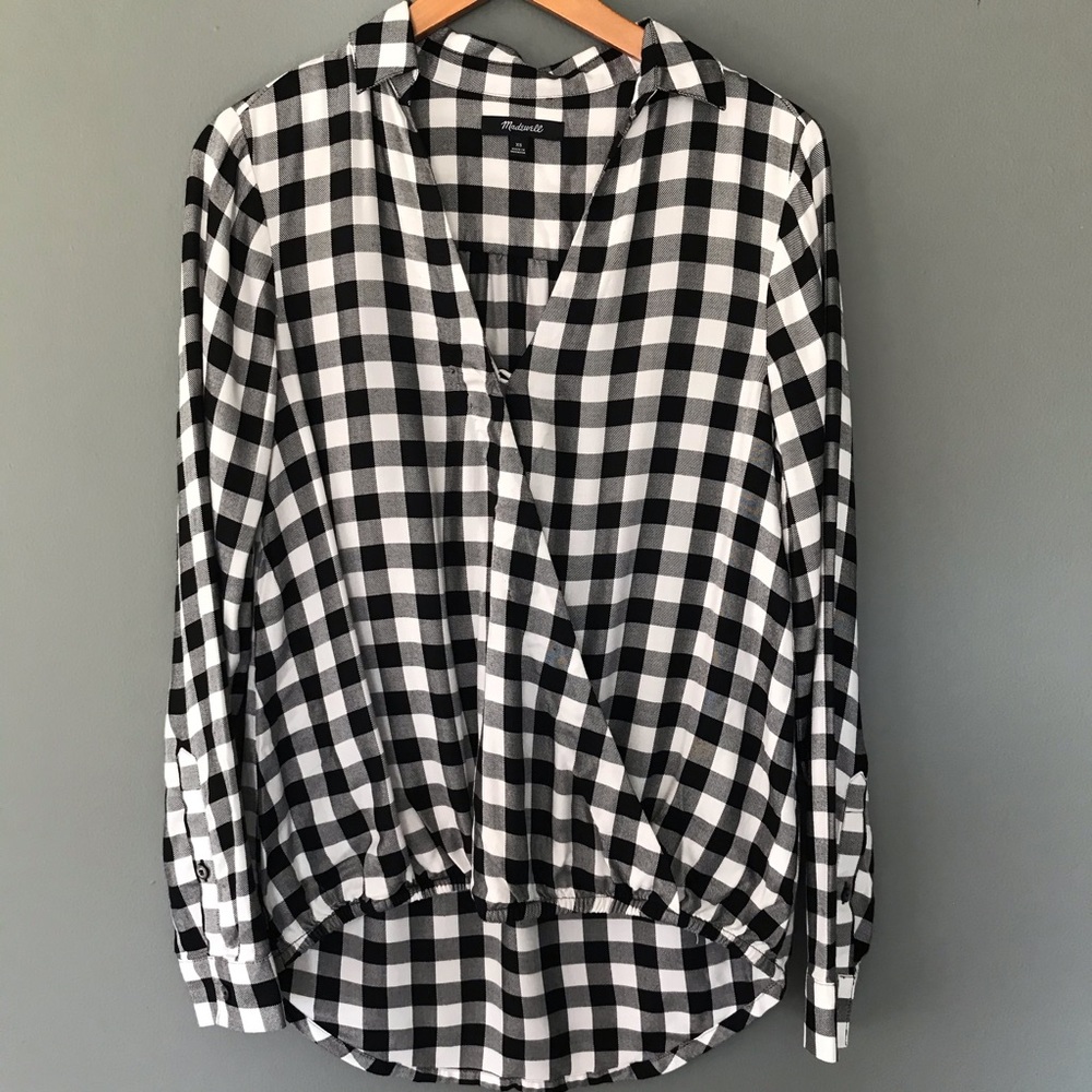 EUC Madewell Buffalo Plaid Wrap Top